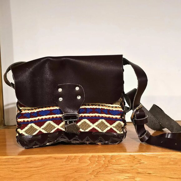 Vintage Leather Boho Woven Purse - Picture 3 of 10